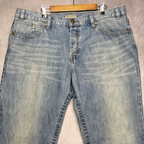 COPY - MEK Mens Chicago Boot Cut Blue Jeans size 40x34 Button Fly Cotton Denim … - Picture 2 of 15